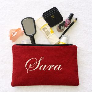 Personalized Linen Makeup Bag
