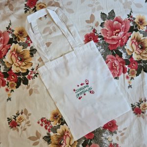 Embroidered Christmas Gift Tote Bags Eco Friendly Shoulder Shopping Cotton Bag